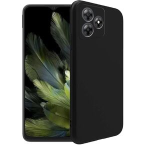 Case for Blackview Wave 8C + Glass Screen Protector Tempered Film - Transparent Silicone Soft Flexible Bumper Shockproof TPU Protective Cover Shell (Black)