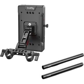 SMALLRIG V Mount Battery Adapter Plate and 12 Inches Aluminum Alloy 15mm Rod