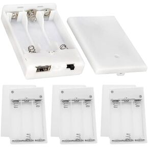 3 AA Battery Holder USB Female Socket, 3 Slots AA Black Battery Storage Cases with Cover ON/Off Switch and USB Female Plug (4 Pack)