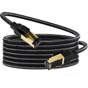 Cat 8 Ethernet Cable,1.5FT(5 Pack), Cat8 High Speed Braided 40Gbps 2000Mhz Network Cord，RJ45 Shielded Indoor Heavy Duty LAN Cables, for Gaming PC PS4 PS5 Xbox Modem Router