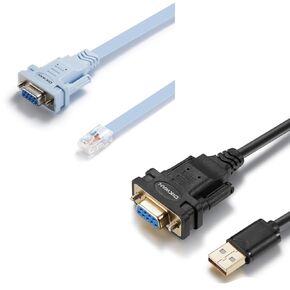 DB9 9Pin إلى RJ45 Console Cable و 6 قدم USB 2.0 إلى الكابل التسلسلي لـ DB9 للإناث لنظام التشغيل Windows 11،10 و 8 و 7 و Vista و XP و 2000 و Linux و Mac OS