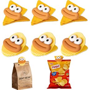 6 PCS Cute Chip Clips Food Bag Sealer Sealing Clips, Potato Corn Chip Clips Funny Sealing Clip for Kitchen Food Storage, Snacks Bag Sealer Bread Bag Clips Sealing Clip (Yellow)