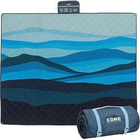 CORE Outdoor Weighted Blanket | Packable Waterproof Picnic Blanket, Beach Mat, Tent Camping Rug, & Stadium Blanket | Large Portable 94" x 78" Quilt Design with Built-in Straps and Carry Handle