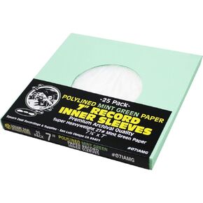 (25) 7" Vinyl Record Inner Sleeves Polylined with Hole - Mint Green - Archival Quality - 07IAMG