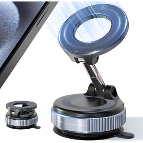 Upgraded Vacuum Magnetic Suction Cup Phone Holder Stand for Magsafe, 360° Adjustable with Swivel Lock, Foldable 89+LBS Strongest Suction, for Your Car/Gym/Kitchen/Mirror