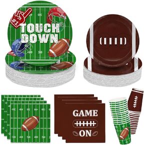 104 PCS Soccer Party Table Supplies Kit Serve 26, Includes Dinner Plates, Dessert Plates, Napkins, Cups for Soccer Birthday Party Soccer Ball Gameday Party Tableware Soccer Party Favors