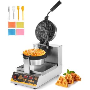 WICHEMI Commercial Waffle Maker Restaurant, Professional Intelligent Waffle Maker, 1200W Commercial Belgian Waffle Maker with Removable Plates Non-Stick Waffle Iron for Home or Commercial Use,110V.