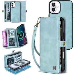 for iPhone 16 Wallet Case,Fashionable Leather Wallet Handbag Phone Case,Stylish Crossbody Protection with Card Slots & Anti-Slip Design(Black)