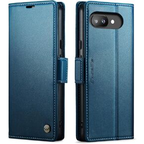 Wallet Case for Google Pixel 9a, PU Leather Magnetic Flip Case with RFID Blocking Card Holder Kickstand for Women Men, Shockproof Durable Protective Phone Cover for Pixel 9a (Blue)