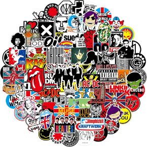 Rock Band Stickers, 100Pcs Music Stickers for Teens Adults, VSCO Waterproof Band Decals for Laptops, Water Bottles, Phone, Helmets, Guitars