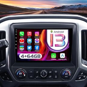 ملحقات راديو ستيريو للسيارة 4G+32G لسيارة Chevy Silverado 2014 2015 2016 2017 2018: وحدة رأس صوت عالية الدقة DSP مقاس 9 بوصات مع CarPlay Android Auto Bluetooth (دعم الترقية إلى نظام Bose)