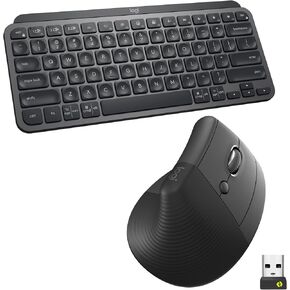 Logitech MX Keys Mini Keyboard and Lift Vertical Ergonomic Mouse Combo - Wireless, Backlit Keys, Bluetooth or Logi Bolt USB receiver, Quiet, Windows/macOS/iPadOS, Laptop, PC - Graphite