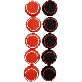 10 PCS Controller Thumbstick Caps Cover Replacement Silicone Touch Controller Rocker Cover for PS3 / PS4 / PS5 (5PCS Red with White+ 5PCS Black with Red)