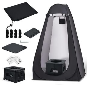 KNINE OUTDOORS Portable Camping Toilets with Height of 10.24", Privacy Tent with Carry Bags, Portable Potty for Outdoors, Washable and Foldable for RV Travel