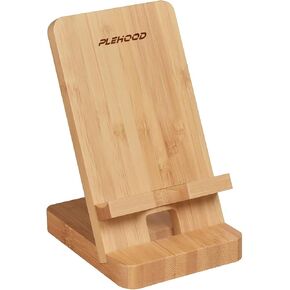 Wood Phone Stand, Desktop Wooden Phone Holder, Portable Phone Stand for Desk, Wood ipad Stand， Compatible with iPhone & All Cell Phones (Walnut Wood)