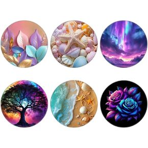 6 Pack Cellphone Phone Grip and Smartphones Stand, Collapsible Cell Phone Expanding Holder for Phone - Galaxy Colorful Starfish