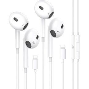 2-Pack Wired Earbuds Headphones, for iPhone Wired Earphones (Built-in Microphone & Volume Control) Noise Canceling Isolating Headphones for iPhone 14/13/12/11/SE/X/XR/XS/8/7 -White