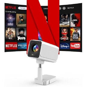 [ناقصة Netflix/Telescopic Stand] Panseba Smart Projector مع WiFi و Bluetooth و Auto Keystone Mini Projector و 4K Support Outdoor Movie مع Zoom و Home Theater Projector for Phone
