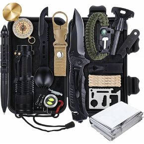 Gifts for Men Him Dad, Survival Kit and Equipment 24 Pcs, Valentines Gifts for him, Christmas Stocking Stuffers,Camping Essentials, Survival Gear, Cool Gadgets for Men ﻿