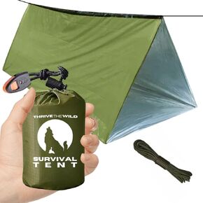 New ThermoShield™ Technology – Ultimate 2-Person Ultralight Mylar Survival Tent with Reinforced Paracord & Emergency Whistle • All-Weather Protection for Hiking, Camping & Survival Kits