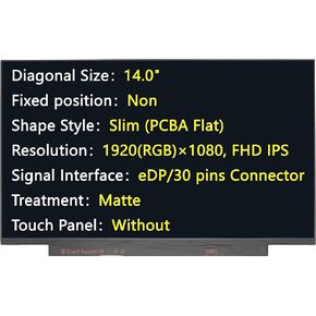 استبدال الشاشة الجديد لـ B140Han04.0 ، موصل دبابيس EDP 30 ، 1920 (RGB) × 1080 FHD IPS ، Matte ، LCD LED