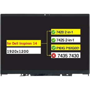 14.0" Digitizer Assembly for Dell Inspiron 14 7420 7425 2-in-1 P161G P161G001 0JJR4F N140JCA-EEL LCD Touch Screen Replacement 1920x1200 30 Pins