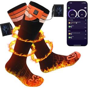 Heated Socks for Men Women with APP Control 7.4V 6000mAh 17H Heat Socks 10s Fast Heating Rechargeable Skiing Socks 5-Level Temperature Washable Electric Foot Warmers for Hiking Camping
