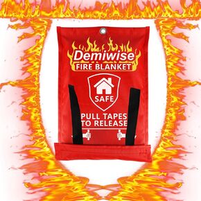 Fire Blanket - Thick Fire Blanket Fire Suppression Blanket - Fire Blankets Emergency for People - Fire Safety Blanket with Emergency Whistles - Fireblanket for Kitchen, Home