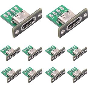 10PCS Type C Female Socket Converter Board,USB 3.1 Female Connector with Black Fixing Plate