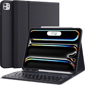 CHESONA for iPad Pro 13 Inch Case 2024 with Keyboard, Magnetic Detachable Keyboard, Precise Cutouts Case with Pencil Holder, Multi-Viewing Angles, Wireless Folio Keyboard Case for iPad Pro 13'', Black