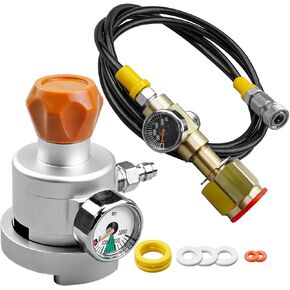 Soda Filling Co2 Adapter w/Horse & Soda Maker Accessories, Quick Connect Pressure Gauge Refill Adapter Fit for Terra, Art, Duo, Crystal3.0 Gaia 60l Co2 Cylinder(Pink) and Large Co2 Cga320 Tank