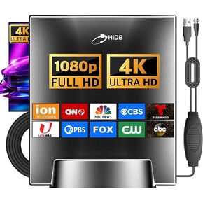 2025 Upgrade HD Digital TV Antenna for Smart TVs - Amplified Indoor HDTV Antenna, Long Range, Supports 4K, 1080p, VHF/UHF - Easy Setup, 10FT Cable, Watch Local Channels for Free