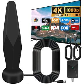 Digital TV Antenna for Smart TV Indoor, 2025 Release Indoor TV Antenna for Local Channels with Amplifier Signal Booster, 360 Reception Portable, Support 8K 4K 1080P All TVs