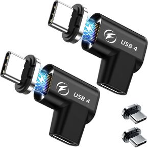 240W Magnetic USB C Adapter, 24 Pins Fast Charging Straight Adapter(2 Pack), 40Gbps 8K 60Hz USB-C Connector Compatible with Thunderbolt 3/4 for MacBook Pro/Air, Tablets, Phones, Other Type C Devices