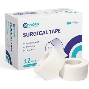 الشريط الجراحي للورق الناعم conkote 1 "× 10 ياردة ، التصاق لطيف و hypoallergenic ، 12 لفات