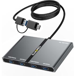 مرآة دعم محول USB A/C 3.0 إلى 4XHDMI متوافق مع MAC/WIN ، محطة إرساء USB C 5-في 1 (4K30Hz X2+1080P60HZ X2+TYPE C 3.0) ، 4 محطة لرسو الشاشة مع 4 HDMI