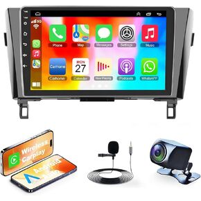 4G+64G Android 12 Car Stereo for 2014-2018 Nissan Rogue X-Trail Qashqai,5G WiFi Rogue Radio with 10.1'' Touchscreen Head Unit,Wireless Carplay/Android Auto,GPS Navi,Bluetooth 5.2,HD Rear Camera,SWC/FM