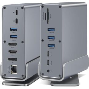 USB-C Hub, 16-in-1 USB C Docking Station with Dual 4K HDMI, DisplayPort, 7 USB Ports, 1 Gbps Ethernet, 100W Power Delivery, Audio Port, and SD/TF Card Readers for MacBook & Windows Laptops