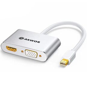 4K Mini Displayport to HDMI VGA Adapter, Thunderbolt 2 to HDMI, Mini DisplayPort to VGA (2-in-1) Compatible with Laoptop with DP Port.