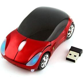 Wireless Mouse Cute Sport Car Shape Mouse Optical Ergonomic Gaming Mice Mini Small Office Gift for Boy Girl Men Women Kids Mom Dad with USB Receiver for PC Laptop Computer Mac,1600DPI 3 Buttons