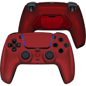 eXtremeRate Luna Redesigned Scarlet Red Front Shell Touchpad Compatible with ps5 Controller BDM-010 BDM-020 BDM-030, Programable 4 Back Buttons RISE4 Remap Kit for PS5 Controller BDM 010 BDM 020