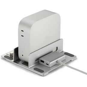 قابلة للتعديل Mac Mini Stand USB-C & USB-A Port Aluminium Mostic Captop Holder Desk Mount-ملاءمة عالمية لـ Mac 2005-2023 ، متوافقة مع الكمبيوتر المحمول والكمبيوتر الشخصي-عرض الفتحة (1.22-2.44 بوصة)