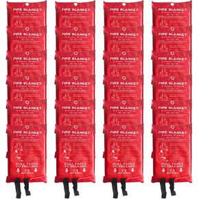 24 Packs Fire Blanket – 39.37x39.37 Inches, 1100℉ Heat Resistant, Emergency Fire Suppression Blanket for Kitchen, Home, Car, Camping – Easy to Use, Non-Toxic, Reusable, Compact & Lightweight