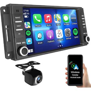 2G+64G Android 13 Car Radio for Jeep Wrangler Stereo Chrysler Dodge Ram 1500 2500 3500 with Wireless Carplay&Android Auto, 7 Inch IPSTouch Screen for Jeep Car Radio with WiFi GPS FM Backup Camera