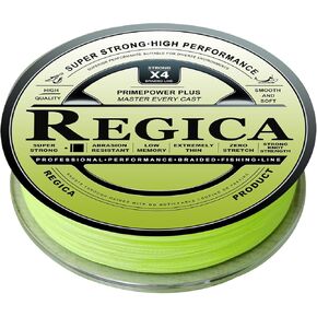 Regica PrimePower Plus Braided Fishing Line - Abrasion Resistant, Smooth & Strong, Zero Stretch, Ultra-thin Diameter - 4 Strand, 6lb-80lb, 150/300 Yards for Saltwater or Freshwater, Colored Braid Line
