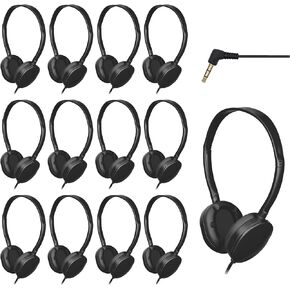 12 Pack Bulk Headphones for Classroom School, Durable Wholesale Wired Headphones for Kids Student Boys Girls Adults