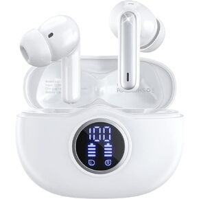 Wireless Earbuds Bluetooth 5.3 Headphones 40 Hrs Playtime with LED Display, Deep Bass and ENC Noise Cancellation Bluetooth Earbuds HD Mics IPX7 Waterproof Ear Bud for iPhone and Andorid Pink