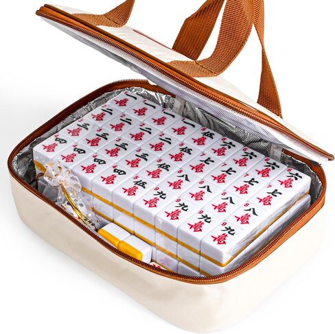 مجموعة Mahjong الصينية الصغيرة ، 144 مُرقِّم مميلين 1.18 "بلاط الحجم (الوردي) و 8 بلاطات فارغة ، مع حقيبة سفر حمل ، تعليمات باللغة الإنجليزية ، مجموعة لعبة Mahjongg كاملة (Mahiang ، Mah Jongg) in Saudi Arabia