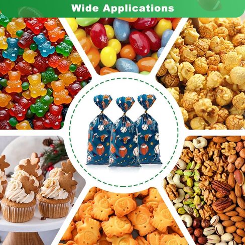 Fall Thanksgiving Treat Bags Fall Thanksgiving Cellophane Treat Bags 100 Pcs Plastic Autumn Leaf Cookie Candy Bag with Twist Ties for Goodies Holiday Party Favor Bag Supplies Present Gift Wrapping in Saudi Arabia