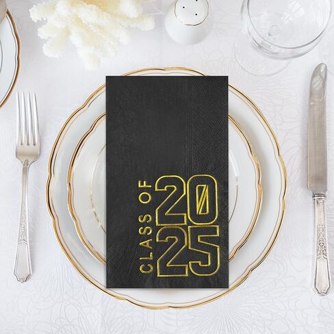 200pcs Class of 2024 Graduation Napkin Congrats Grad Napkins Disposable Paper Cocktail Napkins Hand Towels for 2024 High School University College Graduation Party Decorations (Black Gold) in Saudi Arabia